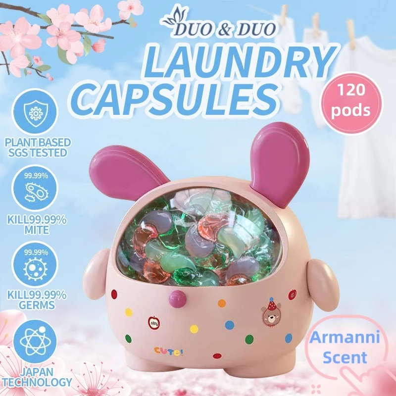 DuoDuo Plant Based Singapore SGS tested 4 in 1 Laundry Capsules Armanni - 120 PODS (Pink)