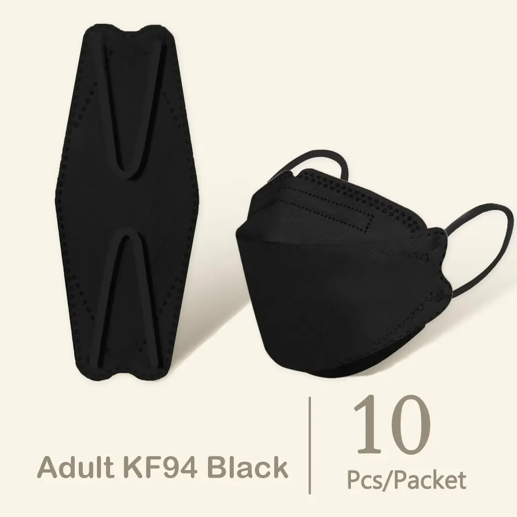 DuoDuo 4Ply KF94 Korea Design Mask BFE>99%   | Medical Mask - 20 X 10PCS (20 Packets Adult  Black)