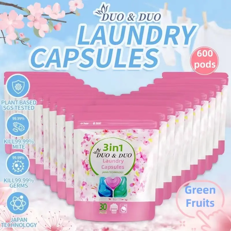 DuoDuo Plant Based Singapore SGS tested 3 in 1 Laundry Capsules Green Fruits Scent Bundle of 20 - 600 pods